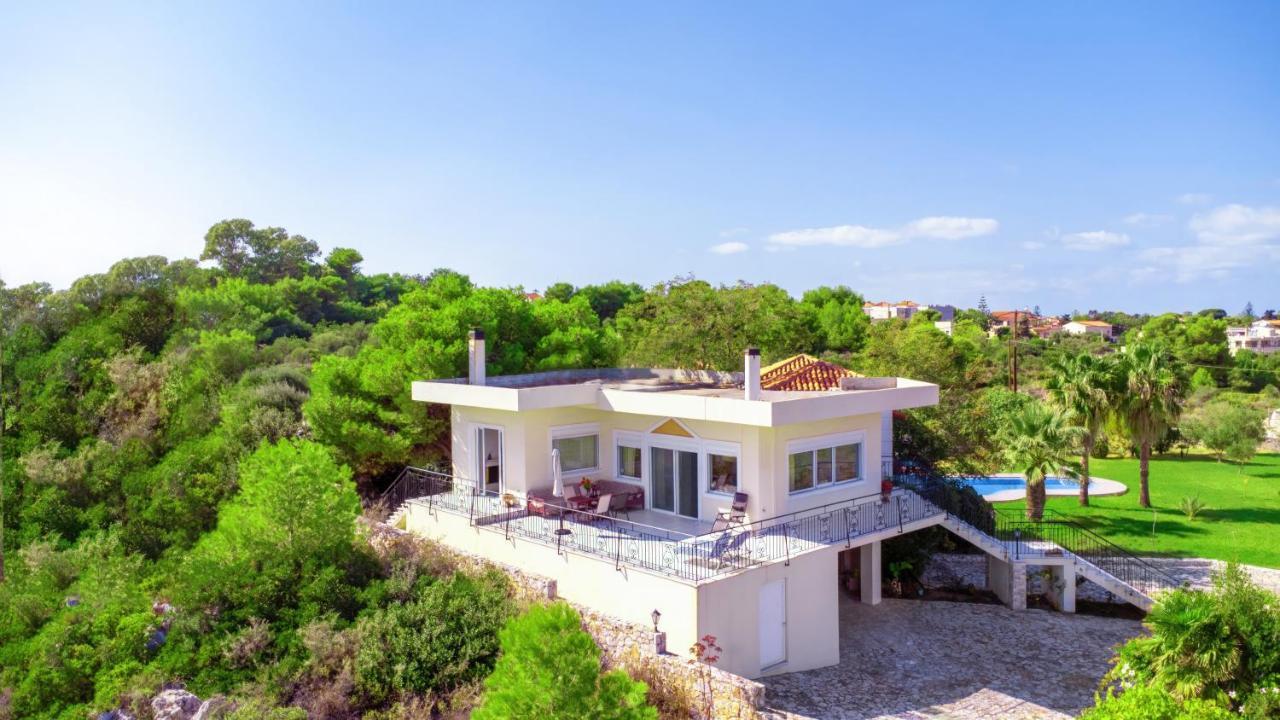 Villa Afroditi In Chania Near Airport With Private Pool, Free Wi-fi, Souda Bay Views, Garden Oasis